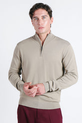 MAGLIA LUPETTO CON MEZZA ZIP TORTORA